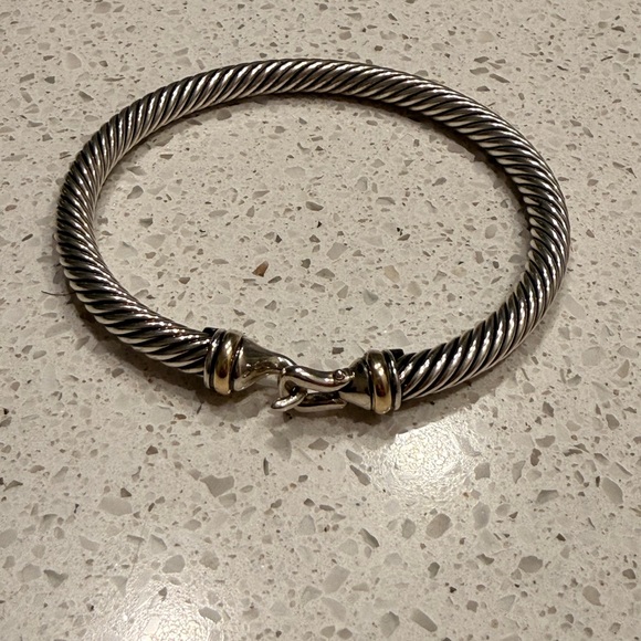 David Yurman Hook Silver and Gold Bangle Bracelet - Picture 2 of 6